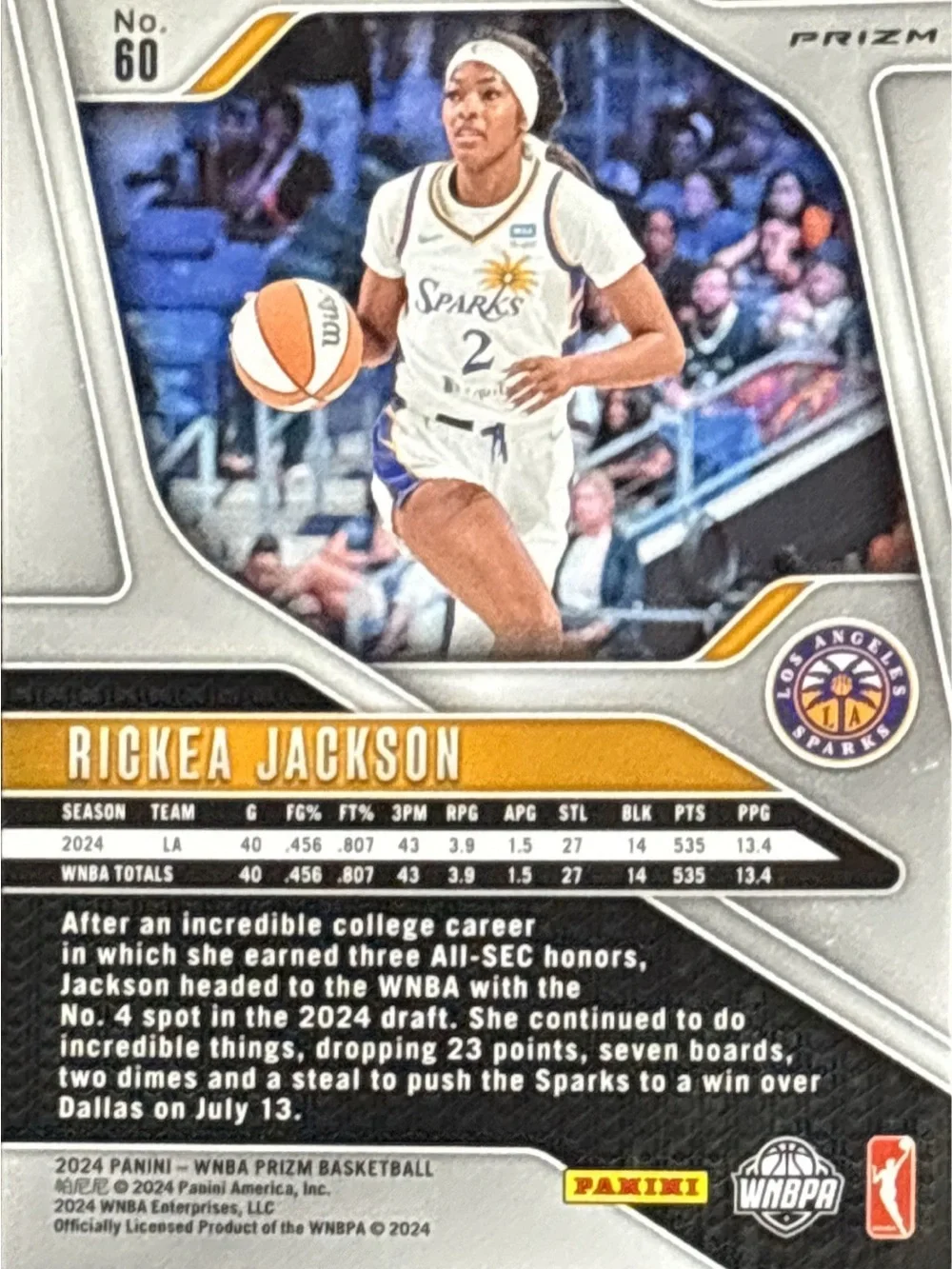 Panini Prizm Rickea Jackson Los Angeles Sparks RC Trading Card